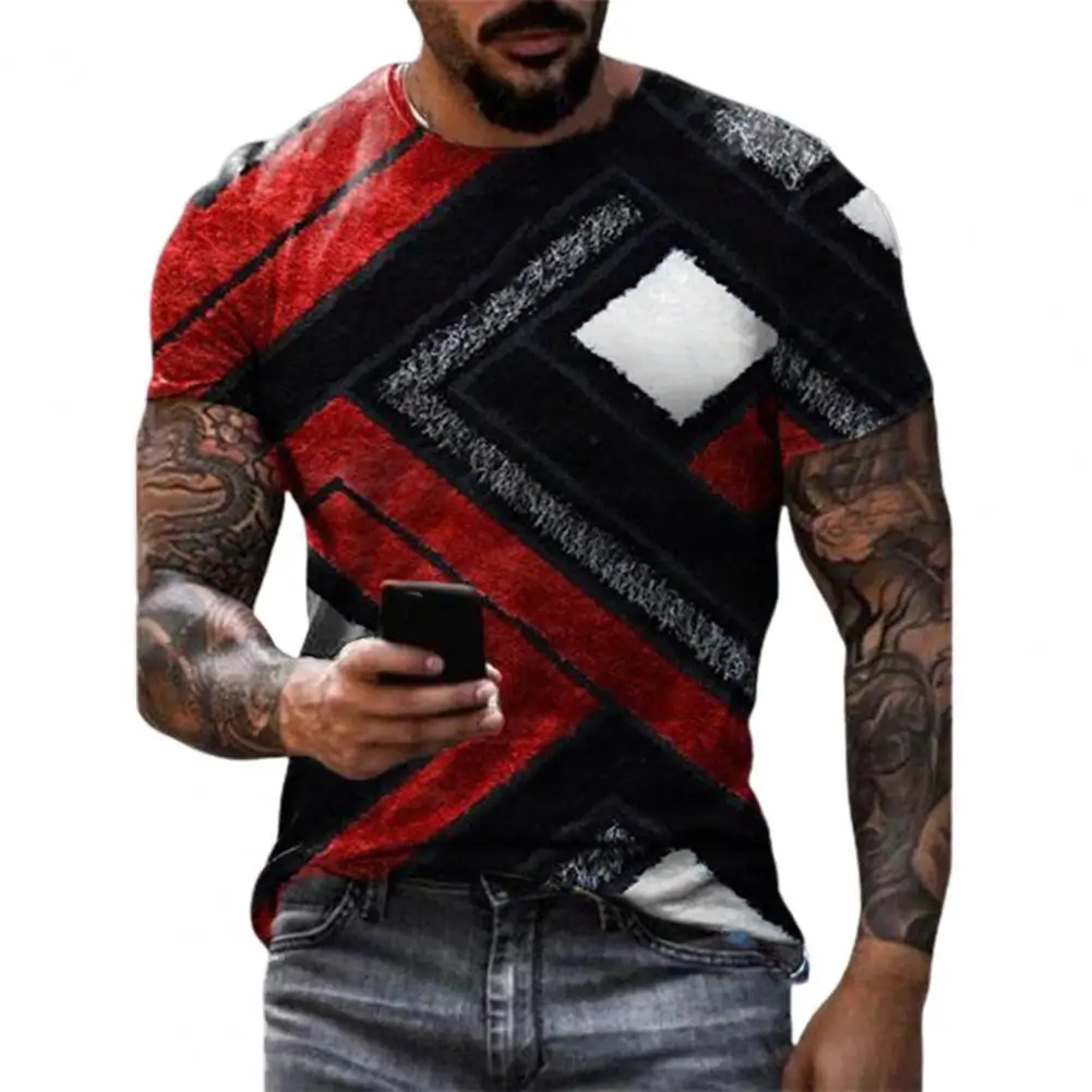 

New Oversize Men T-Shirt Summer Mosaic Print Fashion T Shirt Men Tops Tees Short Sleeved Casual Loose Tshirt For Male Clothing