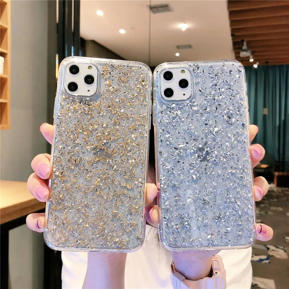 Блестящий чехол из золотой фольги для телефона iPhone 10 11 Pro XS Max XR X 8 7 6 6S Plus