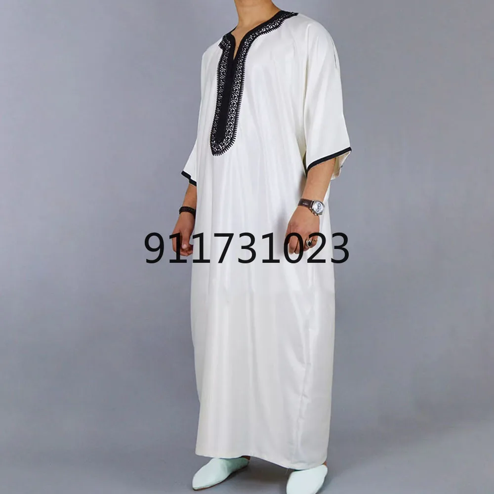 Saudi Arab Abaya Islamic Clothing Men Long Robe Kaftan Muslim For Pakistan Pray Plus Size Summer White Jubba Thobe | Тематическая