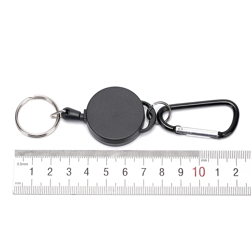 

60cm Badge Reel Retractable Recoil Anti Lost Ski Pass ID Card Holder Key Ring Keyring Steel Cord Black Wire Rope Keychain