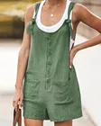 Женское летнее Повседневное платье на бретелях джинсовые шорты из хлопка и льна с пуговицами спереди комбинезон с карманами, прекрасная одежда для девочек