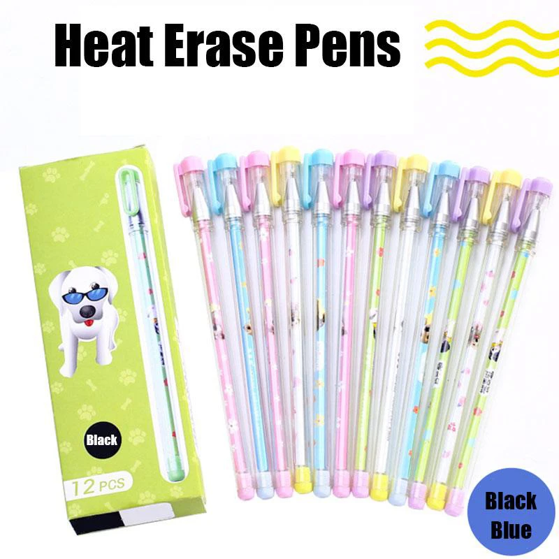 

12PCS Heat Erasable Pens for Student School Black or Blue Pens for Kids Home H-best