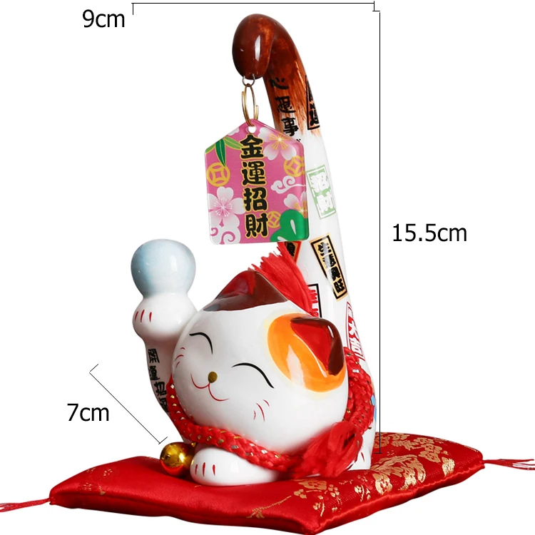 1 шт. японский стиль Maneki Neko керамические счастливые украшения "кошки" мультфильм Margay кошка с длинным хвостом статуя домашняя декоративная фигурка