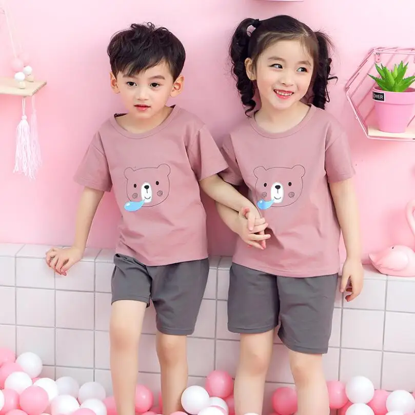 

Summer baby t shirt+shorts 2pcs/set 2-13Y cotton short sleeve outwear toddler homewear clothes infant pajamas sets sportswear