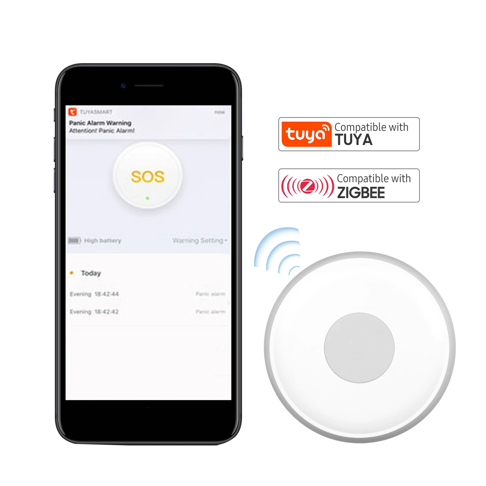 

Кнопка аварийной сигнализации ZigBee с одной кнопкой для детей, пожилых людей, беременных женщин, беспроводная умная кнопка SOS, умная связь