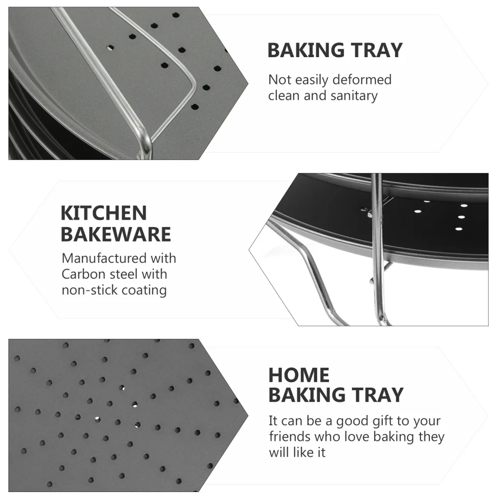 

1 Set 4-layers Pizza Pans Perforated Pizza Tray Baking Supplies for Home