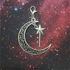 Очаровательное украшение в виде полумесяца 2X, зажим на шарм, волшебная палочка, пряжка-карабин, украшения для Хэллоуина, ювелирные изделия