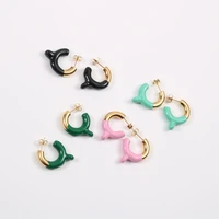 stainless steel colorful teardrop epoxy hoop earring jewelry wholesale for women