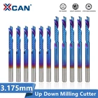 Хвостовик XCAN 3,175 мм, вертикальный резак, твердосплавная Концевая фреза с одной канавкой, Концевая фреза с голубым покрытием
