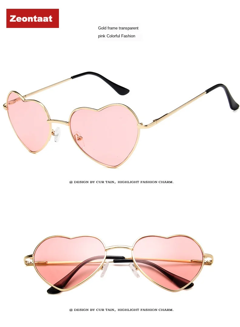 

2018 Metal Sunglasses Retro Heart Shaped Ocean Piece Sunglasses Fashion Trendy Female Heart Shaped Sunglasses Women Sunglasses