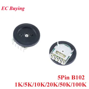 10 шт. 1K5K10K20K50K100K B102, потенциометр с циферблатом передач, двойные потенциометры, 5-контактный переключатель регулировки громкости для радио MP3MP4