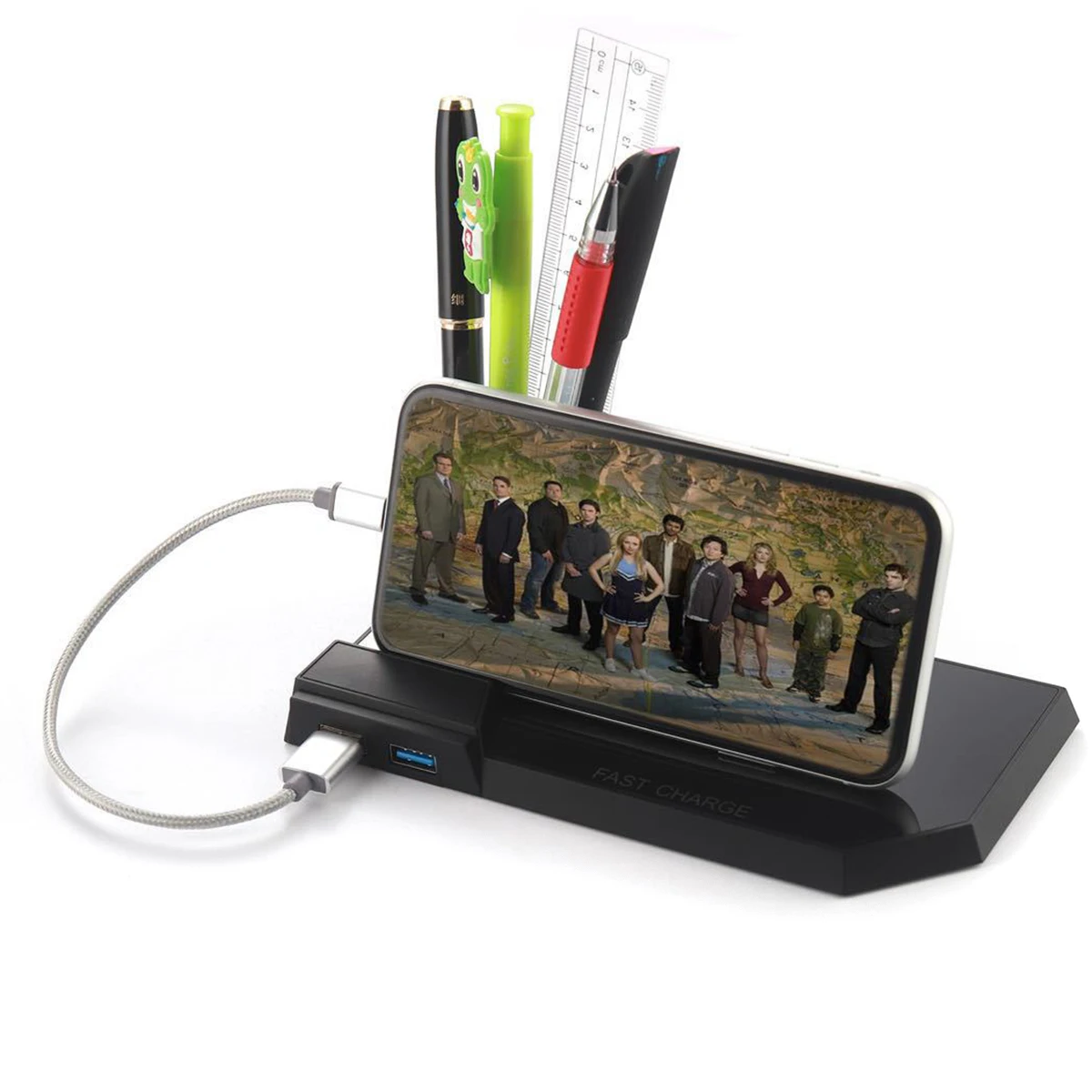 

Беспроводное зарядное устройство Qi с двумя USB-портами, 10 Вт