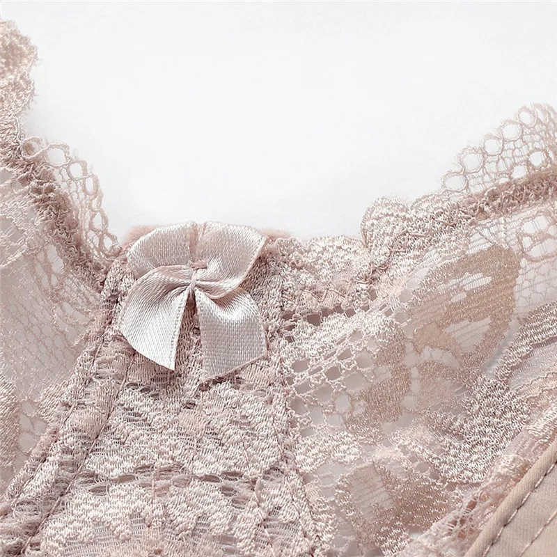 

Ladies Sexy Bra Lace Transparent Floral Underwire Non Adjustable Underwear Fashion Female Solid Color Lingerie