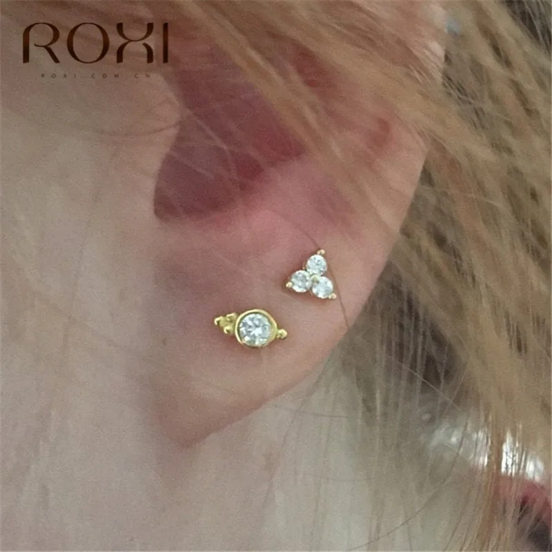 ROXI AAAAA циркон кристалл серьги гвоздики свадебное 925 стерлингового серебра в виде