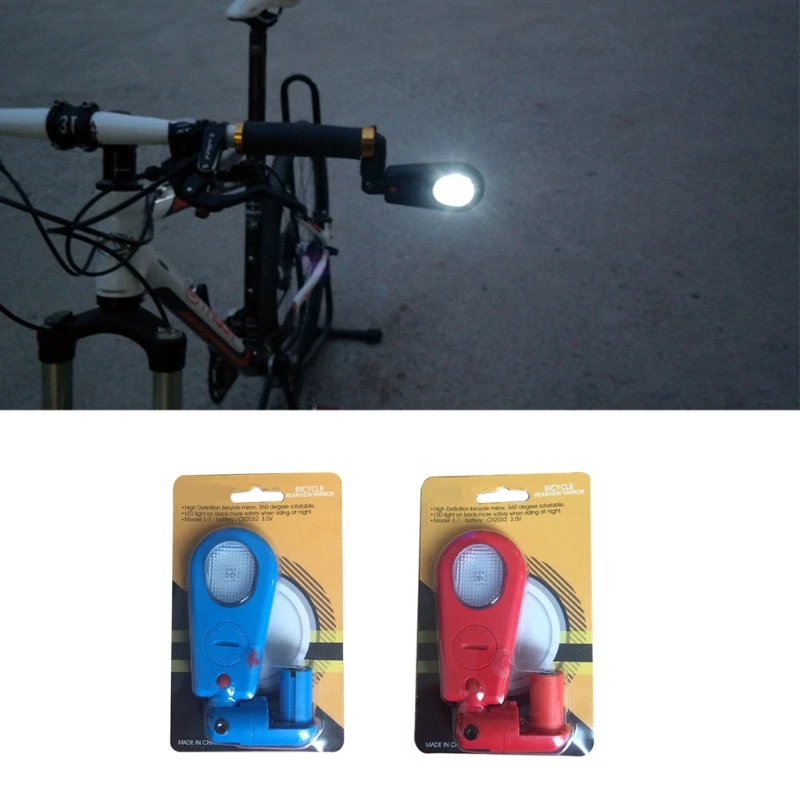 

Bicycle Rearview Mirror with Light Reflector Scratch Resistant Glass Lens Bike