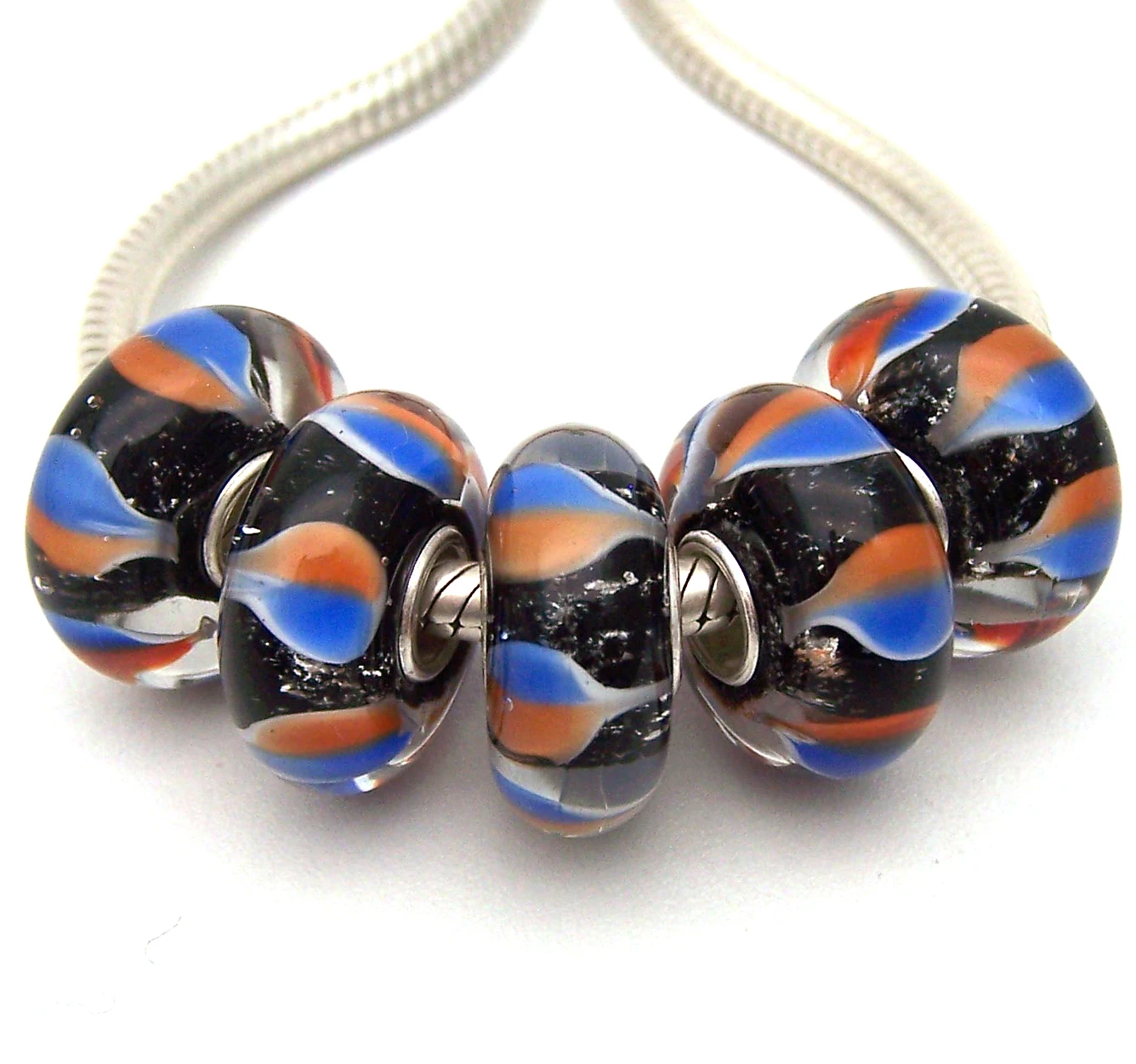 

XHYG1016 5X 100% Authenticity S925 Sterling Silver Beads Murano Glass beads Fit European Charms Bracelet diy jewelry Lampwork