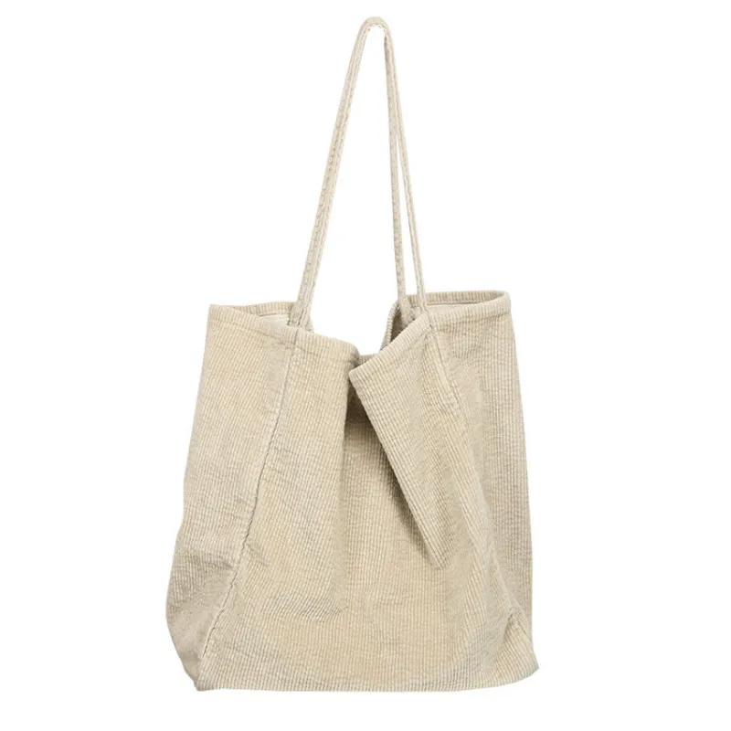 

Women Shoulder Bag Vintage Corduroy Tote Lady Pure Color Hand Bag Foldable Reusable Shopping Travel Bag Bolsa Feminina tote bag