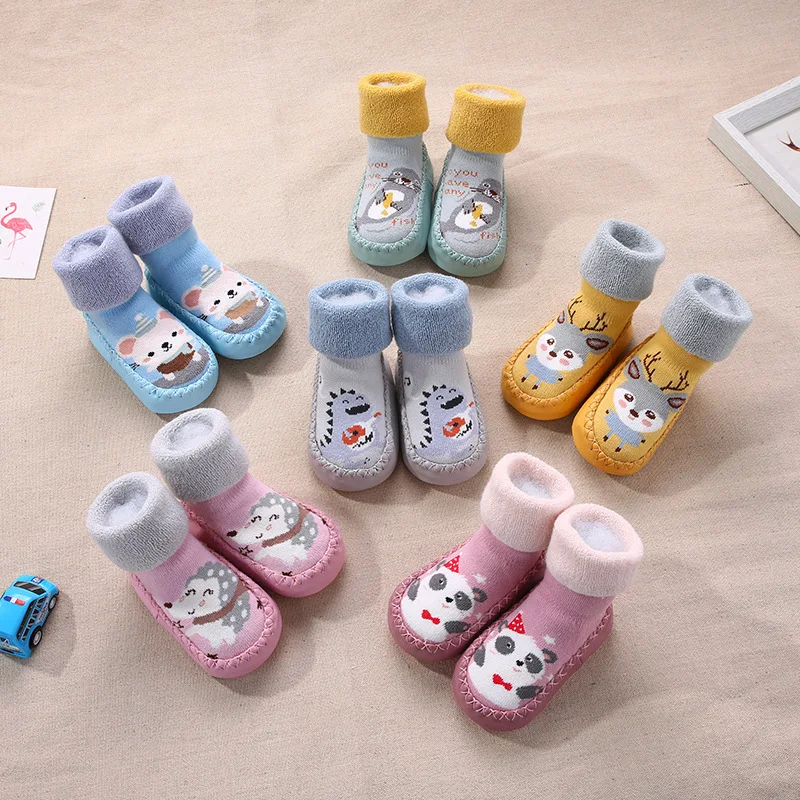 

Winter Baby Toddler Shoes Autumn Children Floor Non-slip Infant Socks Newborn Boys Girls Thick Terry Sock Shoes Soft Cute Boots