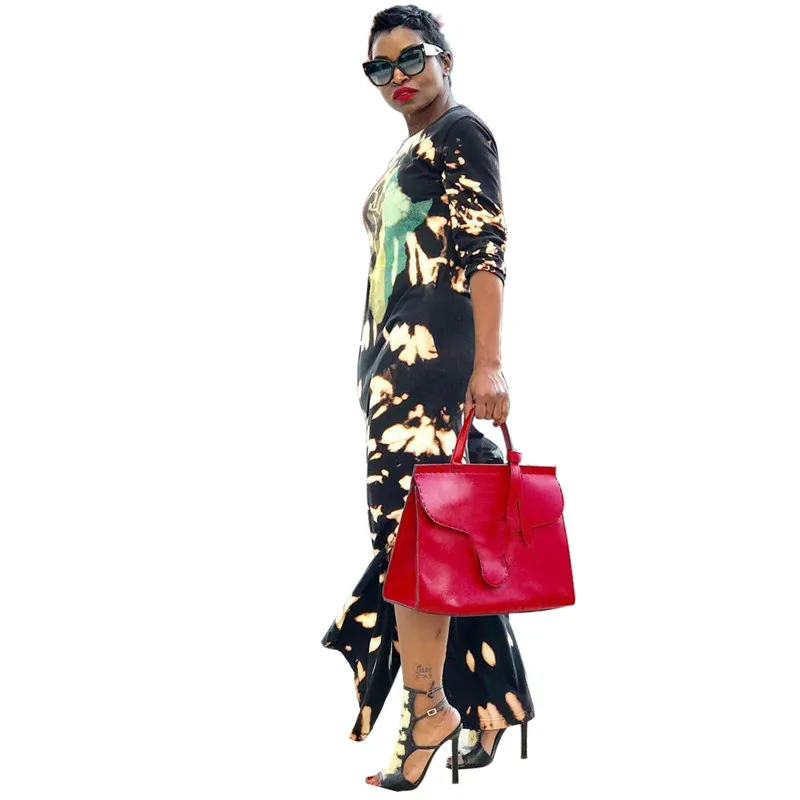 Женское платье с длинным рукавом готическое макси в стиле панк рок принтом