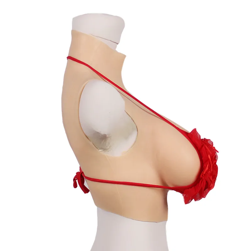 Silicone Breast Simulation Shape C- E Cup E Cup Turtleneck Sleeveless Transvestite Artificial Fake Soft Boobs Crossdresser