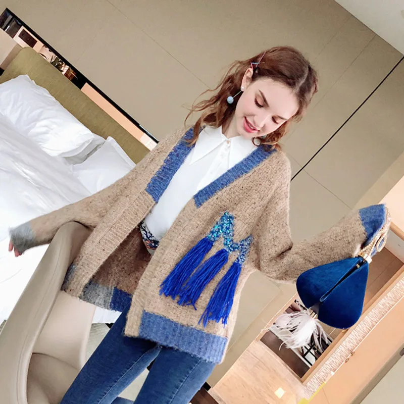 LANMREM 2020 Весенний Новый сшитый свитер Женская куртка свободный кардиган наружная