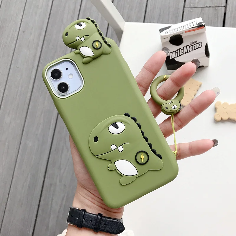 

Luxury Cartoon 3D Dinosaur Case For iPhone 7 8 Plus Soft Back Case For iPhone 12 11 Pro Max X XR XS MAX Shockproof Cover Coque S