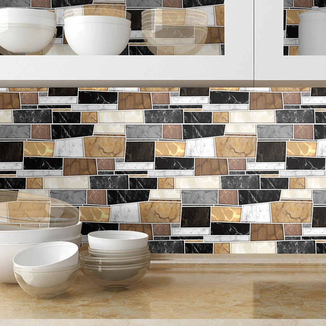 

5pcs 15*30cm CZ106 PVC Material Stripe Tile Renovation Stickers Kitchen Bathroom Wall Stickers 2021 New