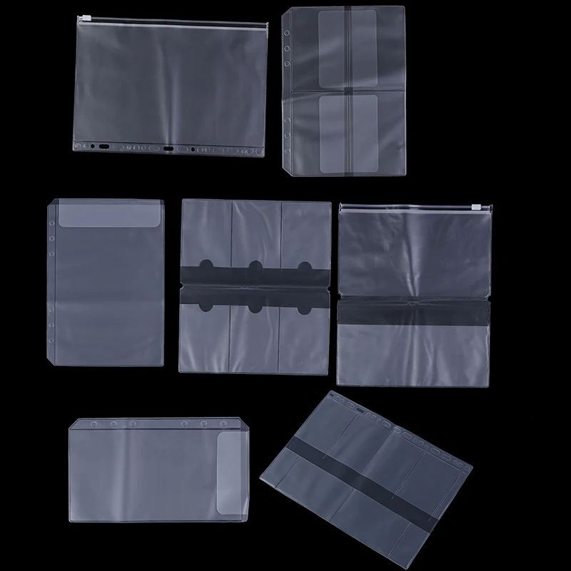 

Loose Leaf PVC Storage Bag Sticker Ticket Card Organizer Bag with Flap A5 A6 Spiral Notebook Diary Coil Ring Binder Filler
