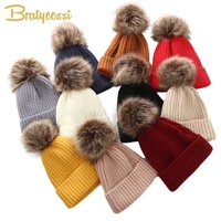winter kids hat pompom knit hats baby beanie infant bonnet fur ball children cap for girls boy beanies toddler accessories 2m 6t