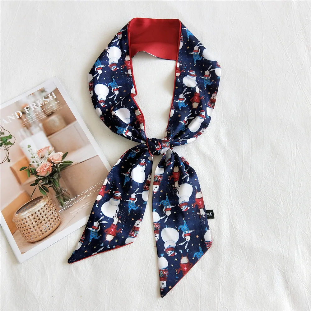 

Роскошный шелковый шарф, Женский дизайнерский классический Узкий шарф с геометрическим принтом и маленькими ручками, женские шарфы и повяз...