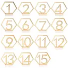 Зеркальная Свадебная карточка для сиденья шестигранные таблички на стол с цифрами, для декора свадебной вечеринки, серебристая, золотистая, акриловая, с геометрическими цифрами для дня рождения