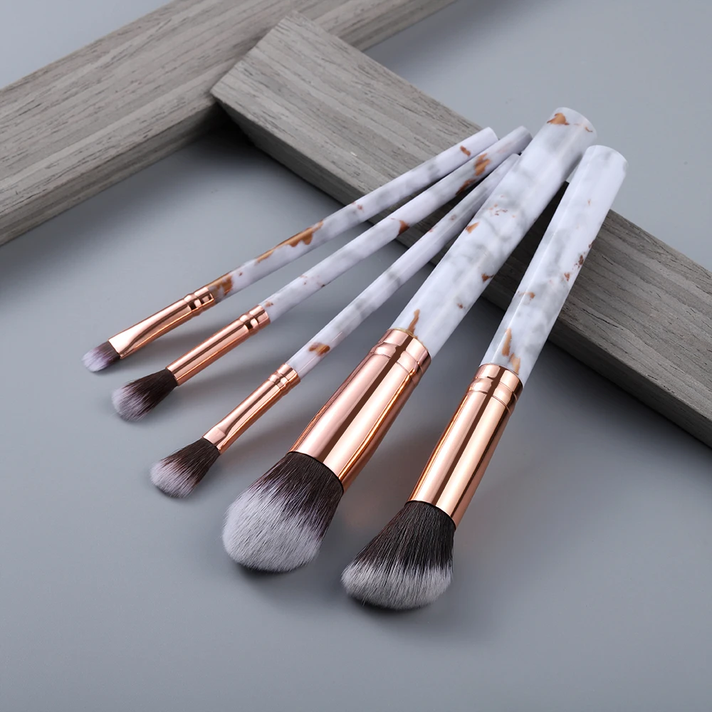 5pcs gold FLD 10 шт./8 шт. Профессиональный набор кистей для макияжа инструменты пудра основа, тени для век, губы подводка для глаз Румяна мраморные Кисточки для макияжа - Handle Color: 5pcs gold