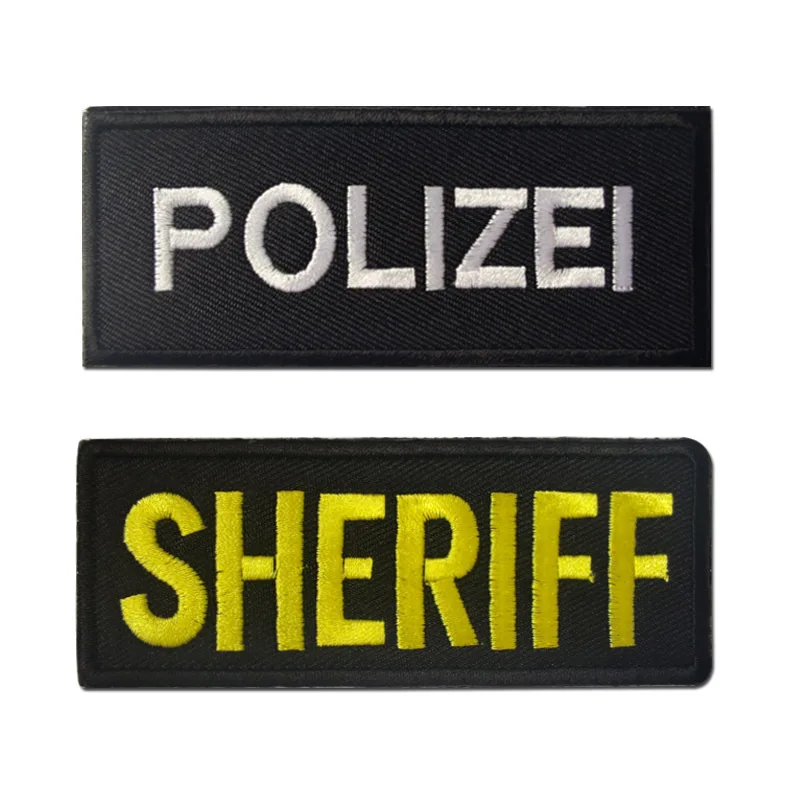 

Yellow White Tactical Military Badge Polizei Sheriff Embroidered Hook and Loop Patch Armband Vest Backpack Stickers Accessory