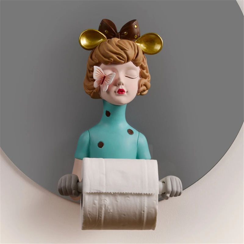 nordic creative girl toilet paper holder resin roll holder water dispenser bathroom home decoration dxuialoi free global shipping