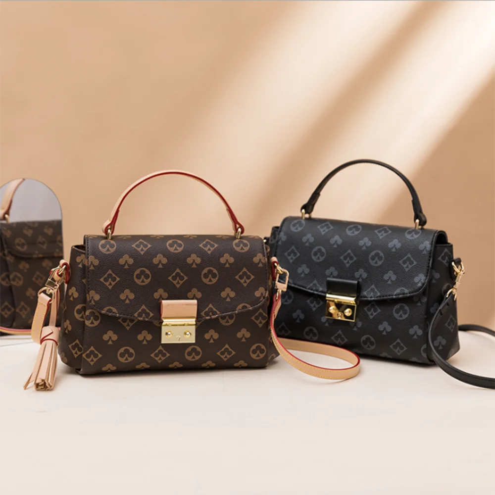 

2021 Summer New Fashion Casual Wild Luxury Trend Leather Presbyopic Shoulder Bag Messenger Bag Lock Bortable Lady Bag