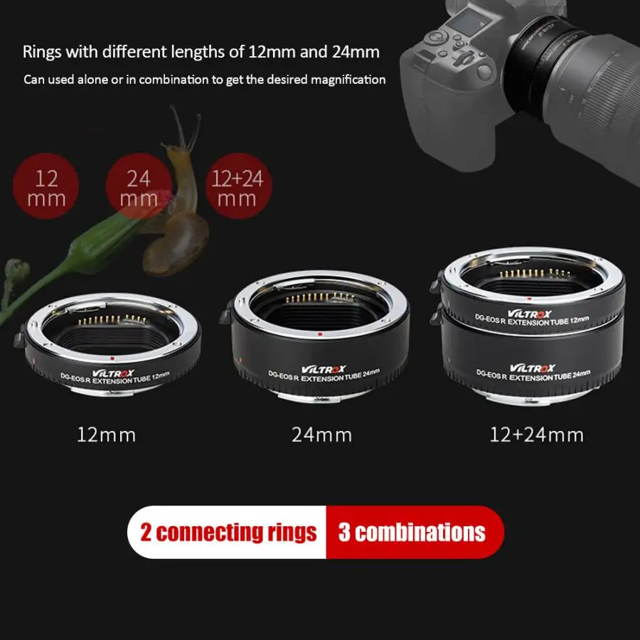 Кольцо адаптер VILTROX для объектива камеры Canon EOSR черное кольцо удлинитель из