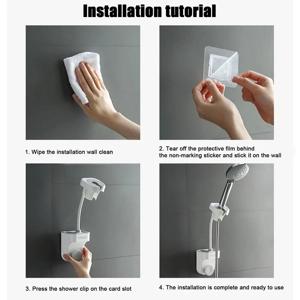 

Punch-free Shower Nozzle Bracket Adjustable Hanging Non-perforated Rack Adjustable Hanging Seat Shower Head Rack