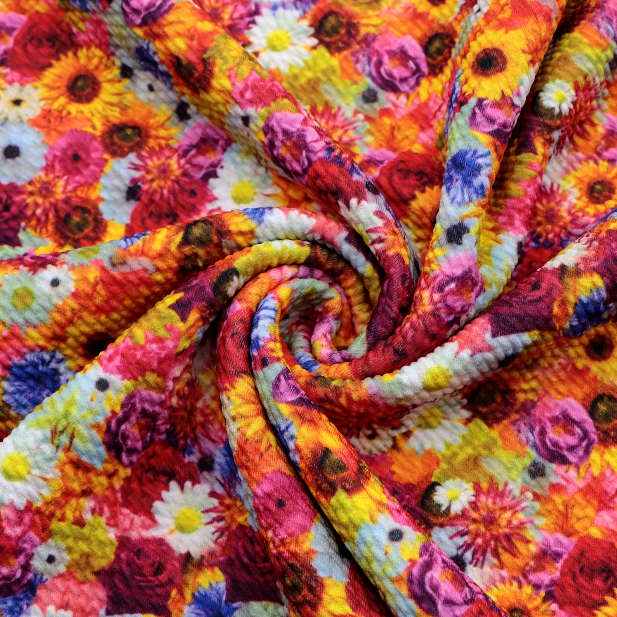 

Spring Flower Sunflower Printed Liverpool Fabric Tissue Sewing Quilting Spandex Bullet Fabrics Needlework Material DIY Handmade