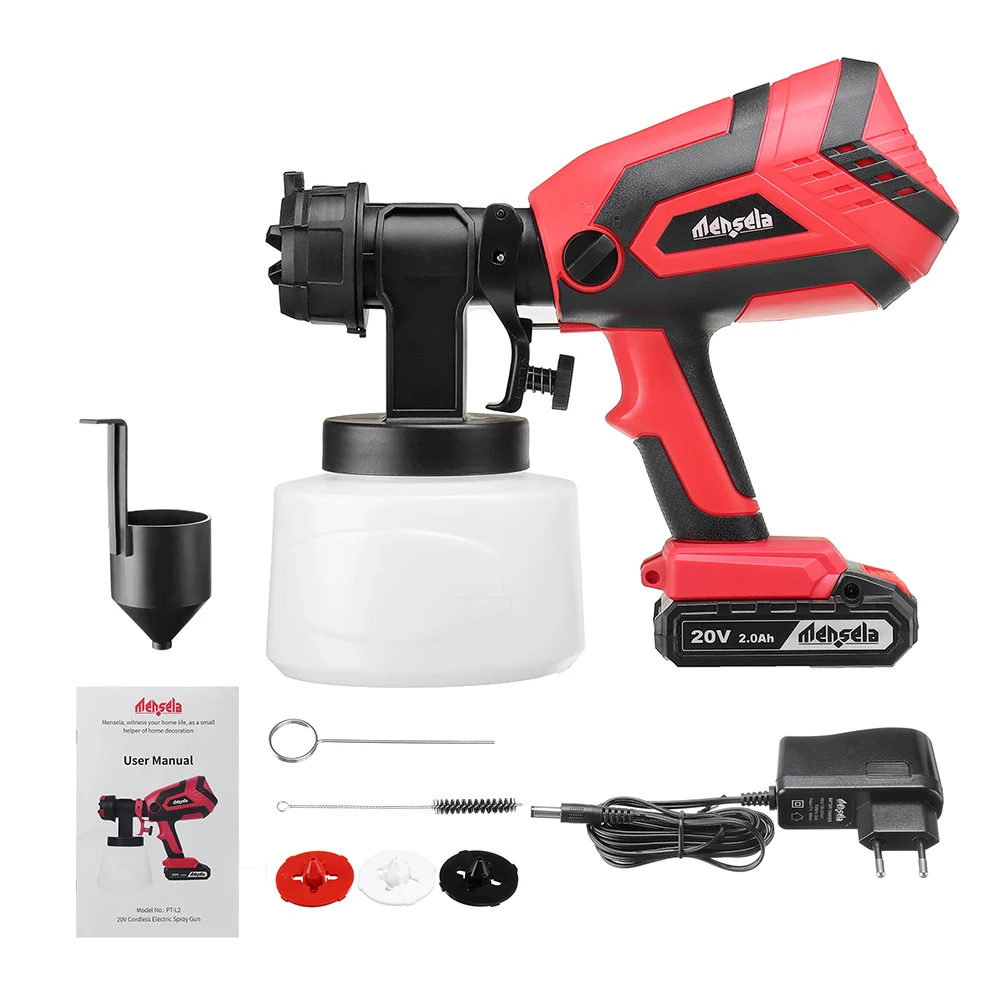 

Cordless Electric Spray Gun 350W 1000ML Household Paint Sprayer Portable Flow Control 3 Nozzle Sizes Airbrush Gun with Battery