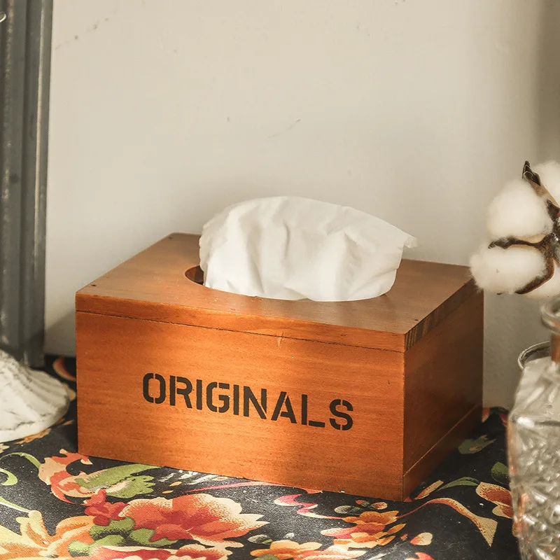 

Home Wooden Tissue Boxes Vintage Tabletop Paper Storage Box For Living Room Dinning Room Decor 2022 салфетница