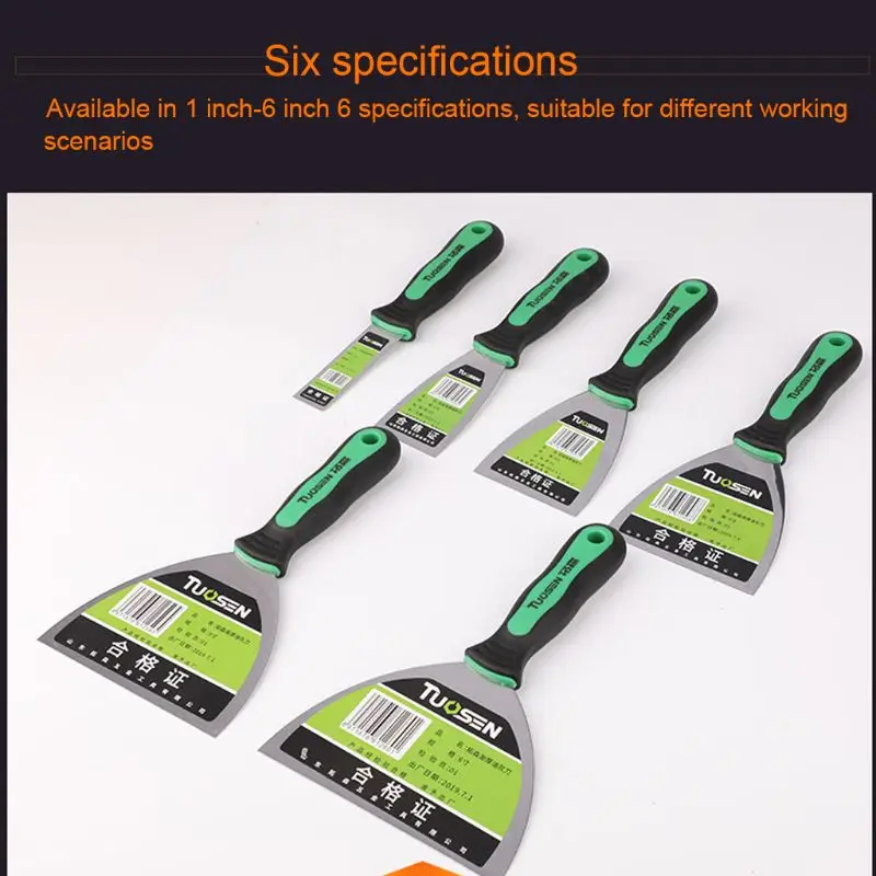 

6 Pcs Putty Knives Set Scraper Blade Kit with Anti-slip Plastic Handle DIY Tool C5AC