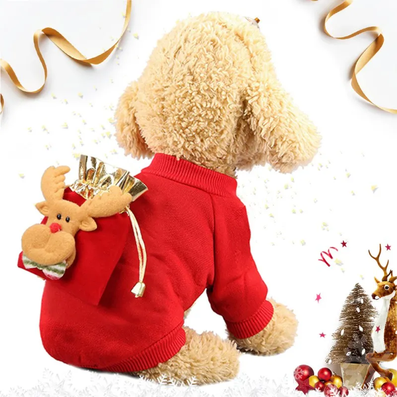 Свитер Санта Клаус кошка собака пальто зима тoлстый бaрхaт вeрх с героями