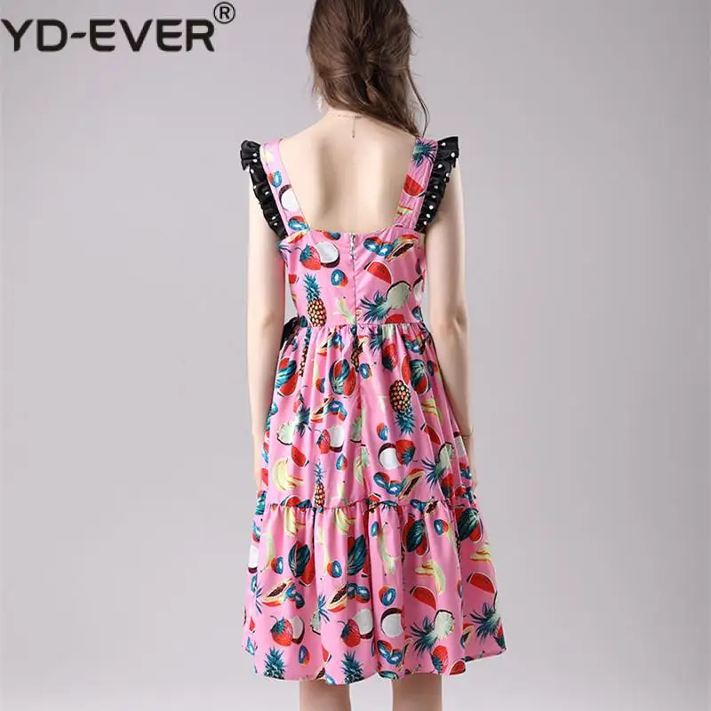 Платье женское летнее хлопковое с поясом в горошек милая майка принтом ананасов