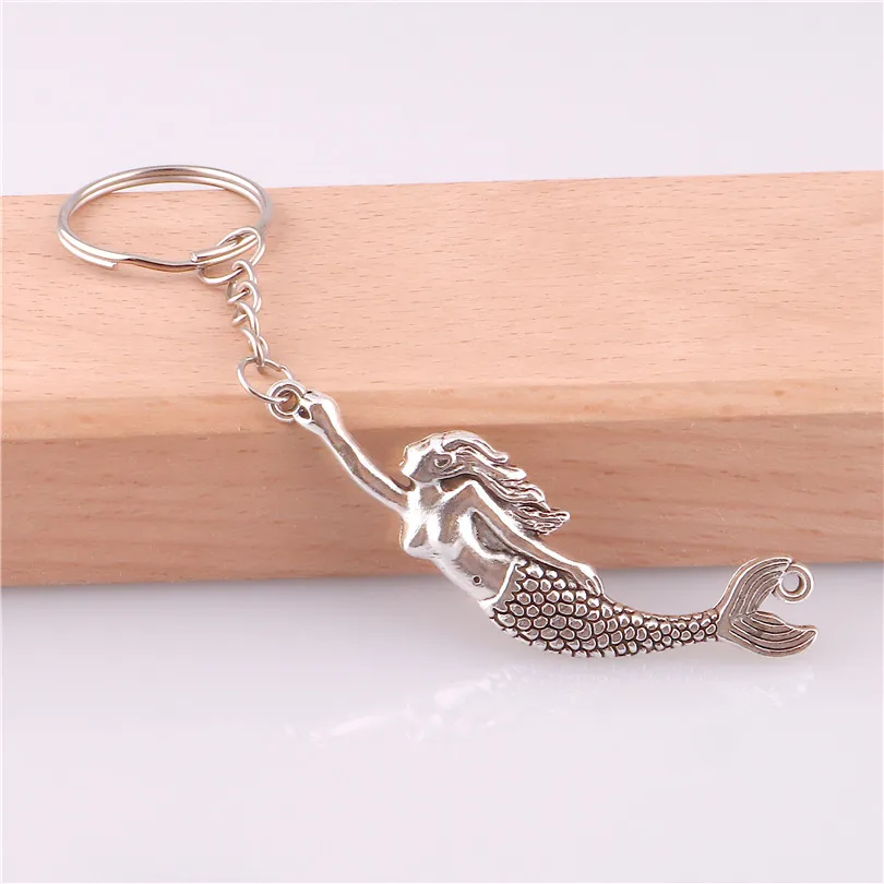 5x Mermaid Tail Keychain Vintage Silver Keyring Decor Pendant for Girl Women Bags Car Key Chain Holder Wedding Party Mom Gifts | Украшения