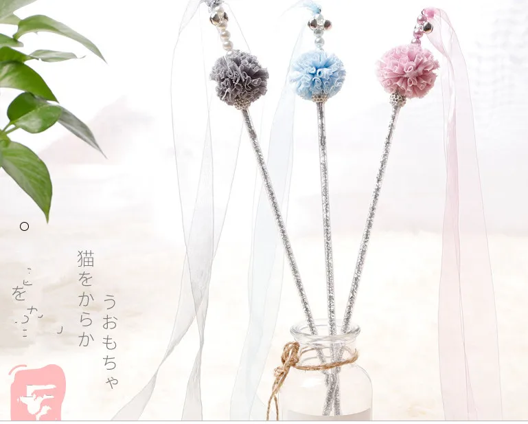 

1, 49 долл. США/шт., игрушки для домашних животных, котят, игрушки для игр, игрушки для кошек, телескопическая удочка, палочки, шелковая лента, 20 ...