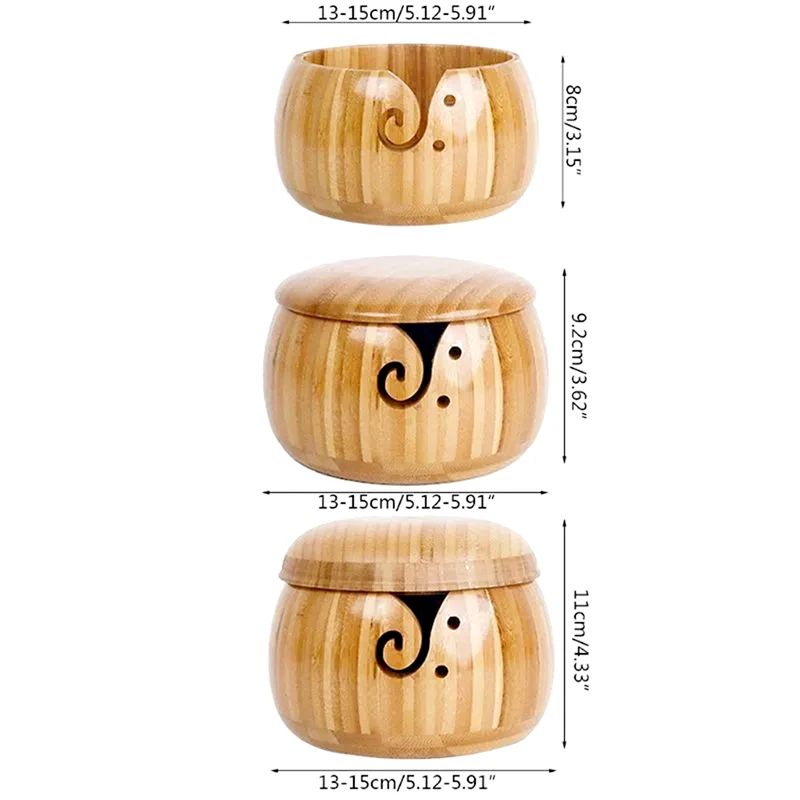 

13-15cm Wooden Yarn Bowl Knitting Crochet Yarn Storage Holder Stop Yarns Rolling