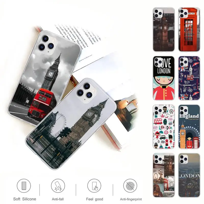 

London Bus England Telephone Big Ben Phone Case For Xiaomi 11 9T 10T Note 10 Pro Lite Redmi K20 Pro 7 7A 8 9 9A Transparent