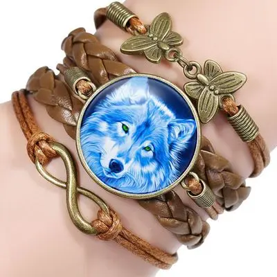 Многослойные широкие кожаные браслеты с надписью love для женщин браслет волком