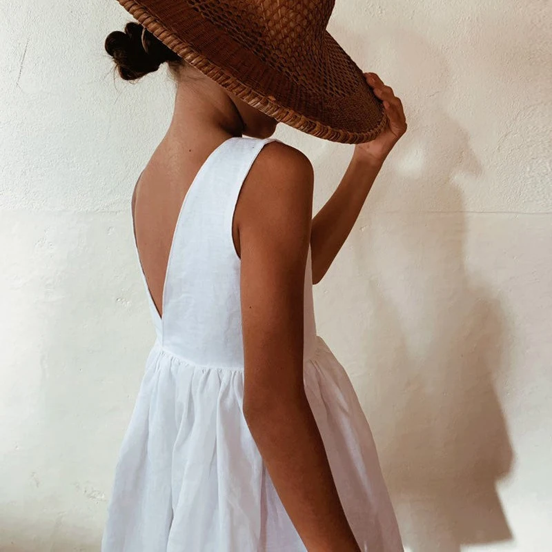 Платье для девочек Новинка лета 2022 платья без рукавов из хлопка и льна с глубоким