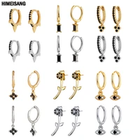 crmya gold silver filled stud hoop earrings for women black cz zircon evil eye unusual piercing ear rings jewelry wholesale